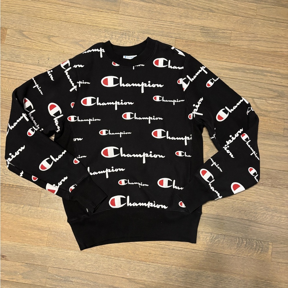 Champion Black and White Logo Sweatshirt, small